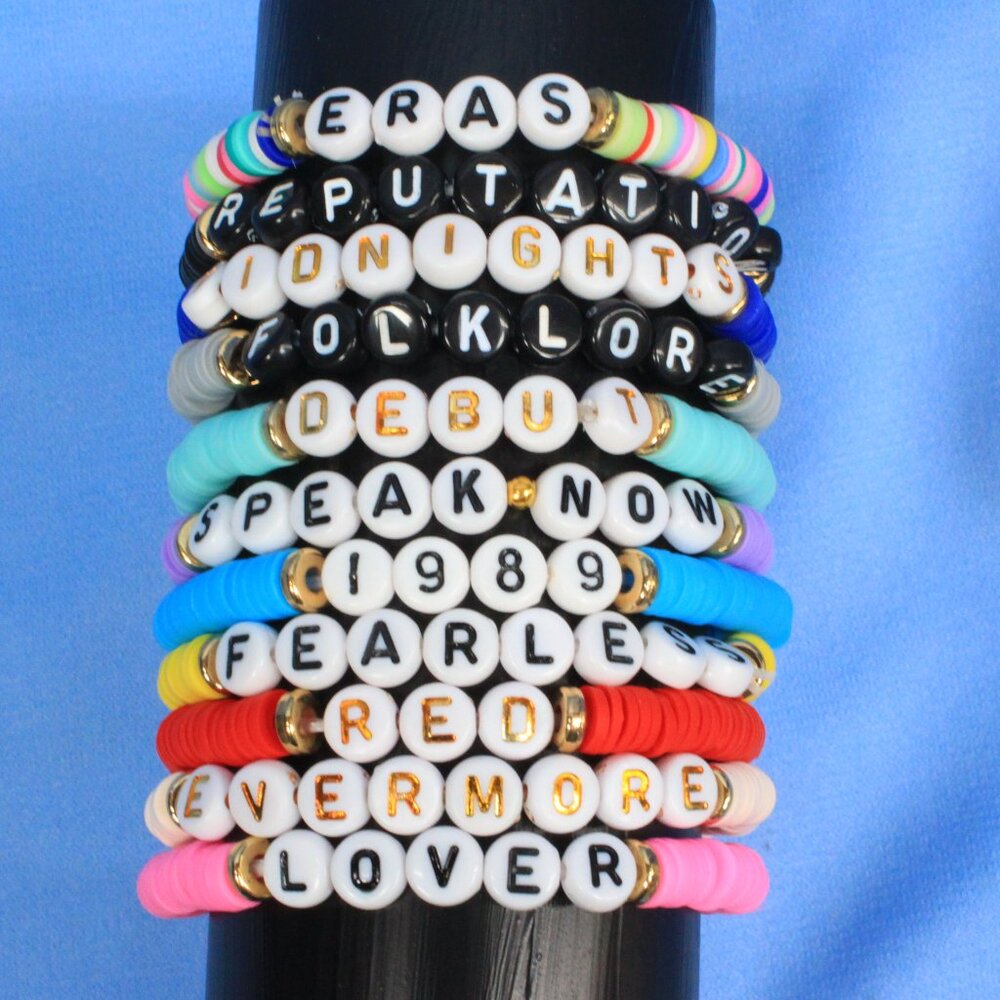 Taylor Swift Eras Tour Colorful Song Title Friendship Stretch Bracelets 11 Piece